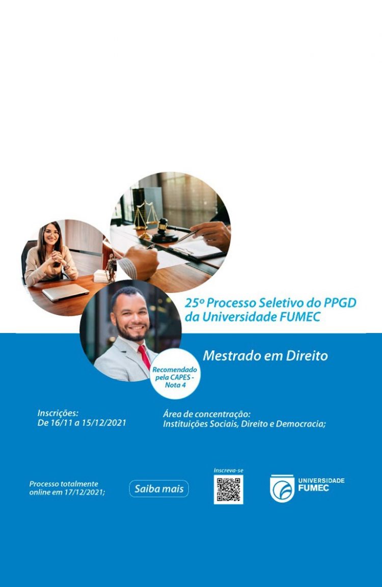 25º Processo seletivo para o programa de  Pós Graduação Stricto Sensu em Direito da Universidade FUMEC