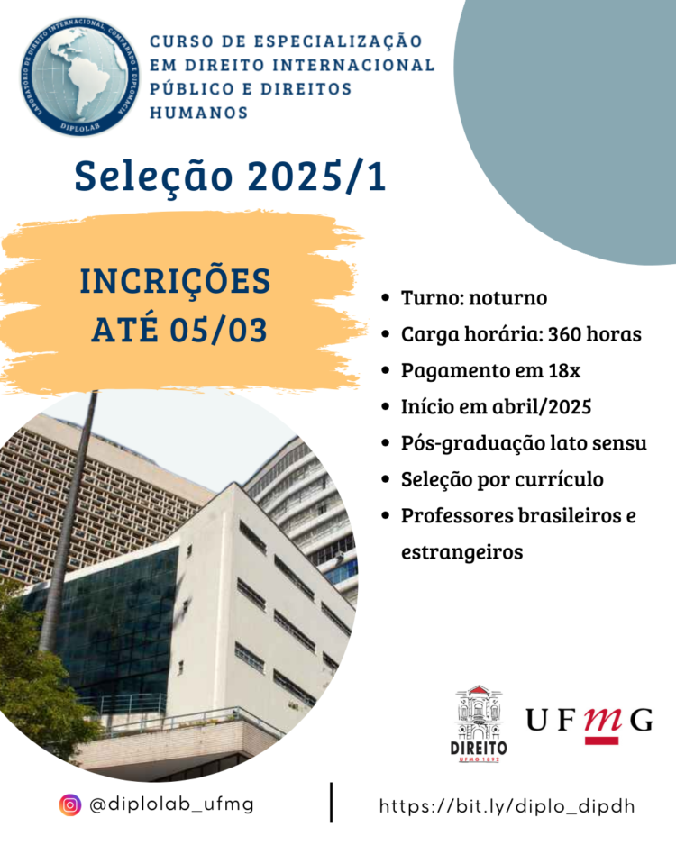 Curso de Especialização em Direito Internacional Público e Direitos Humanos – UFMG